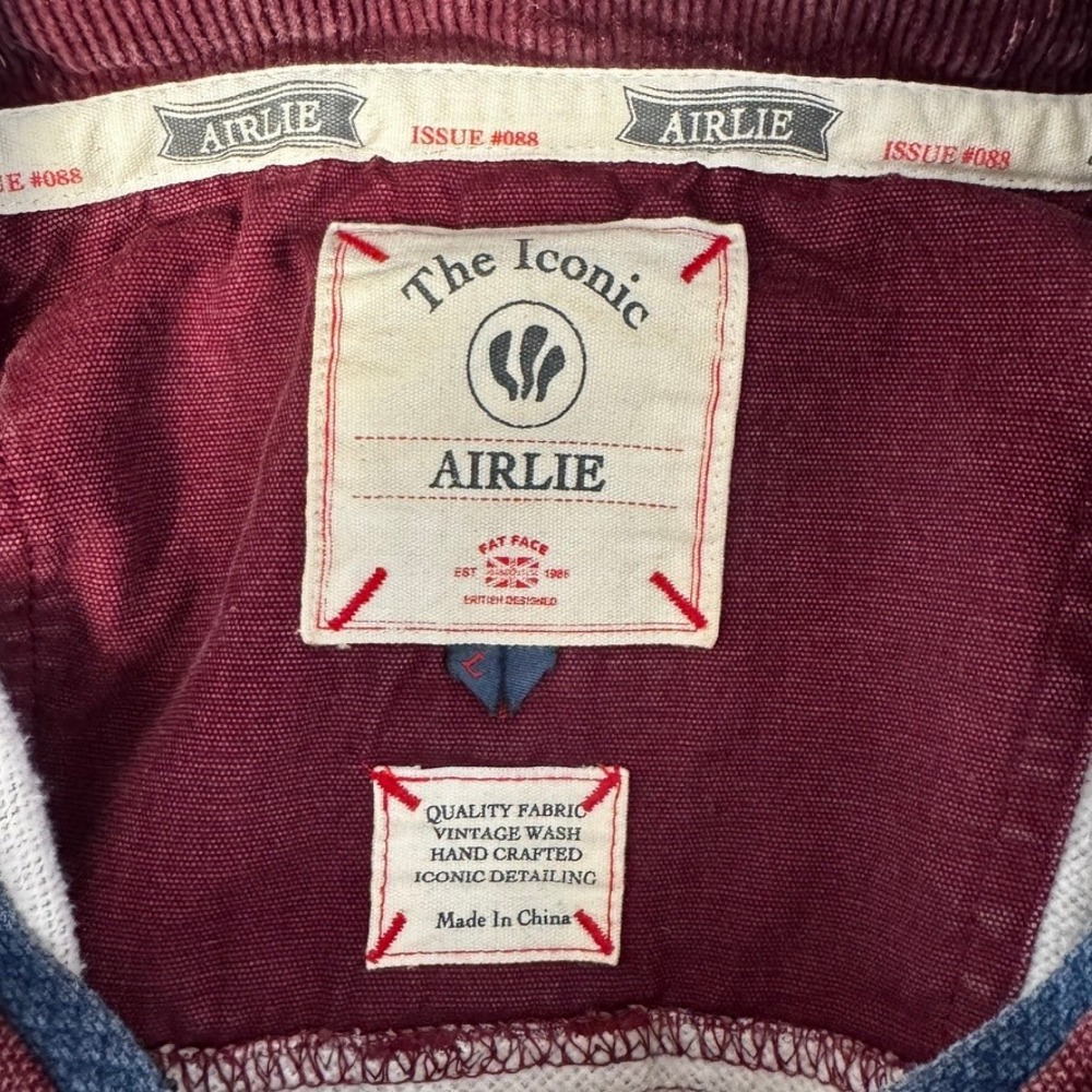 FatFace Airlie Quarter Zip Sweatshirt Mens L Red Russet Vintage Pique Pullover - Picture 6 of 9